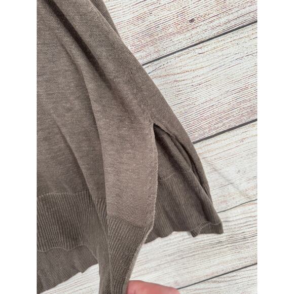 Eileen Fisher 100% Linen Sleeveless Tie Front Duster Sweater Vest Womens L Brown - Picture 7 of 12